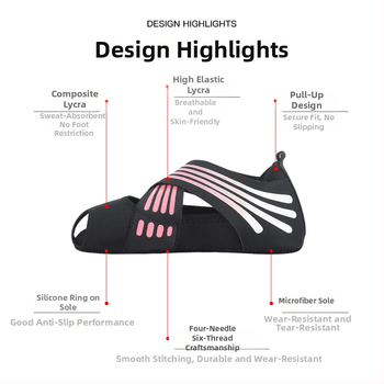 Moterų jogos bateliai su minkšta padu, Pilates avalynė, penkių pirštų treniravimo kojinės, šokių bateliai be dirželio — prekės ženklas Kyncilor/Kenzalo; medžiaga: diving cloth; kilmė: Zhejiang; kategorija: jogos pagalbinės priemonės