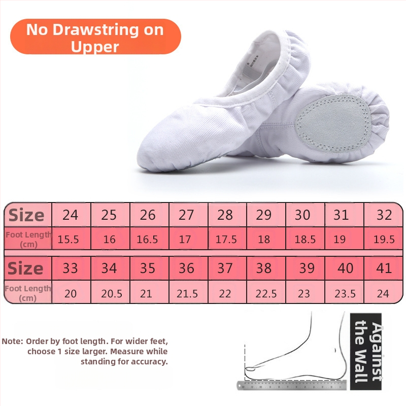 Tančné topánky pre deti – baletné topánky s plátenným horným dielom, podrážka z umelej kože, priedušné, ľahké, rýchloschnúce