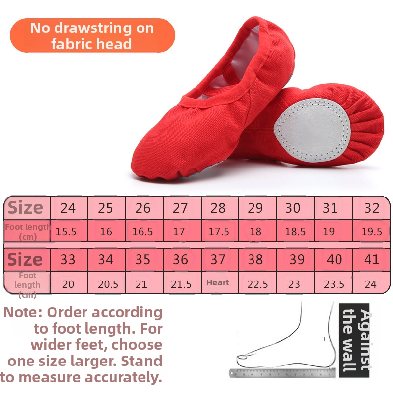 Tančné topánky pre deti – baletné topánky s plátenným horným dielom, podrážka z umelej kože, priedušné, ľahké, rýchloschnúce