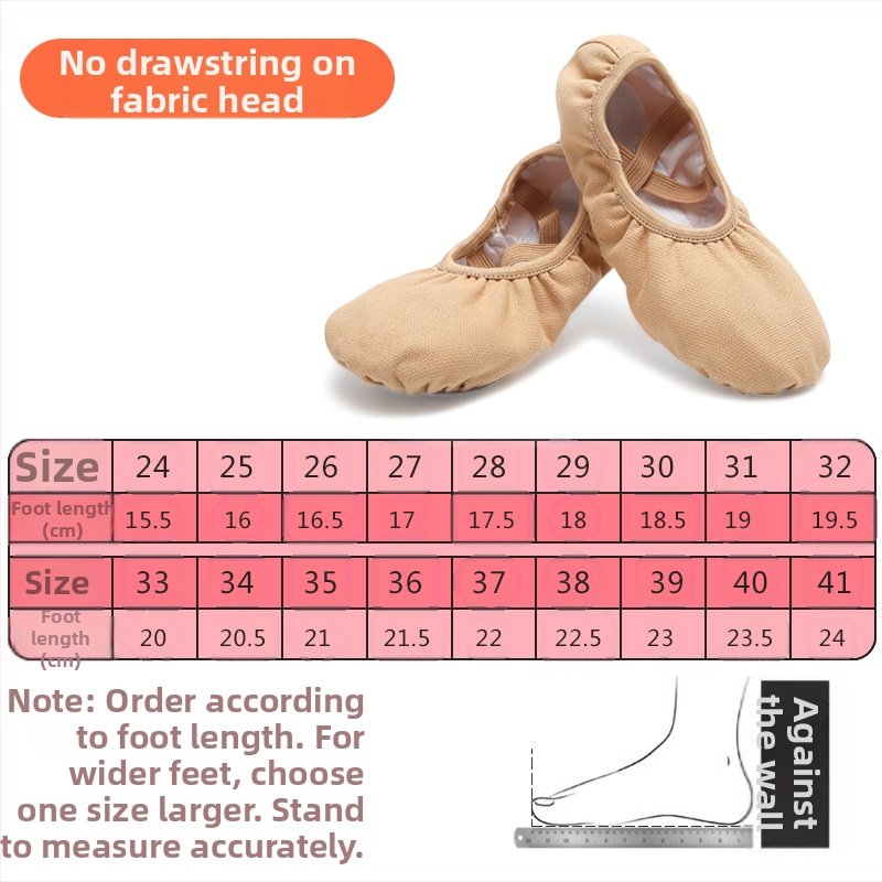 Tančné topánky pre deti – baletné topánky s plátenným horným dielom, podrážka z umelej kože, priedušné, ľahké, rýchloschnúce