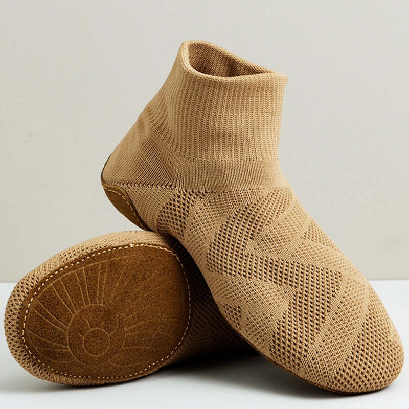 Šokių bateliai suaugusioms moterims - minkšta pada, aukštos viršutinės džez šokių bateliai su tinklo viršumi ir odine padu, kvėpuojantys ir lengvi