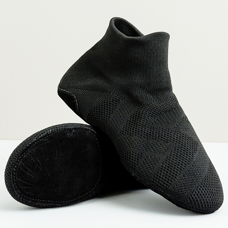 Šokių bateliai suaugusioms moterims - minkšta pada, aukštos viršutinės džez šokių bateliai su tinklo viršumi ir odine padu, kvėpuojantys ir lengvi