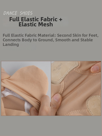 Šokių bateliai Lingyan – Elastinis tekstilės viršus, Karvių odos padas, Kvėpuojančios, Atsparios dilimui, Įtvaras palaikymas – Suaugusiems, Unisex, Šokių judesiai