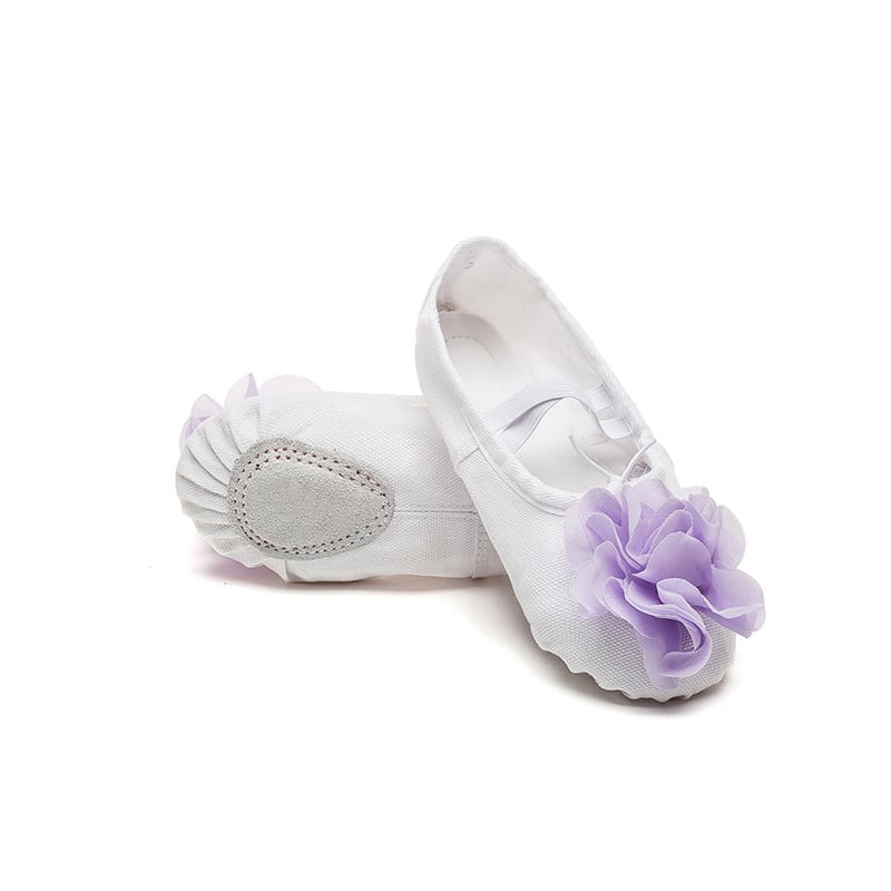 Vaikų šokių bateliai baletui ir jogai – unisex, odos padas, viršus iš drobės, lengvi, pusiausvyros palaikymas, prakaito sugėrimas