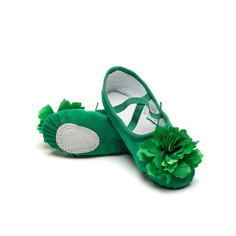 Vaikų šokių bateliai baletui ir jogai – unisex, odos padas, viršus iš drobės, lengvi, pusiausvyros palaikymas, prakaito sugėrimas