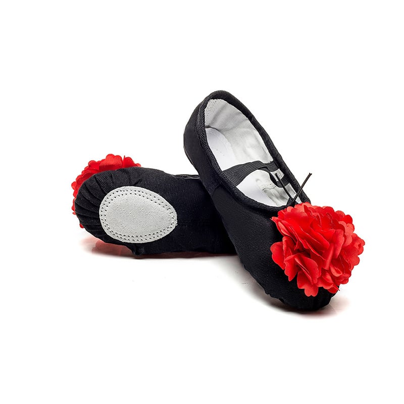 Vaikų šokių bateliai baletui ir jogai – unisex, odos padas, viršus iš drobės, lengvi, pusiausvyros palaikymas, prakaito sugėrimas