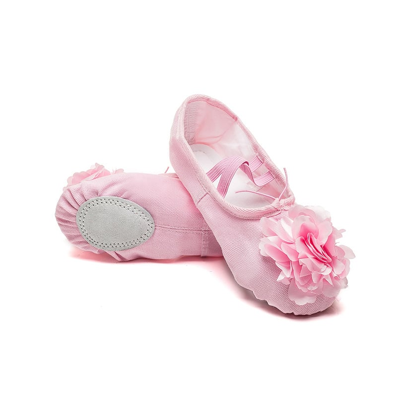 Vaikų šokių bateliai baletui ir jogai – unisex, odos padas, viršus iš drobės, lengvi, pusiausvyros palaikymas, prakaito sugėrimas