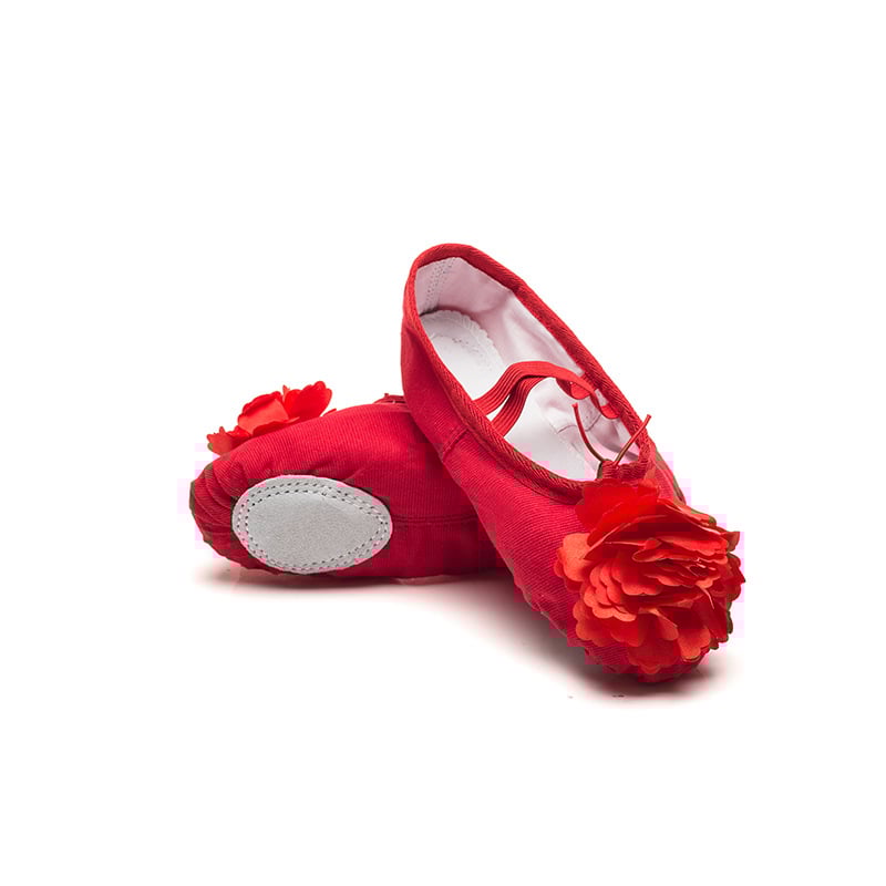 Vaikų šokių bateliai baletui ir jogai – unisex, odos padas, viršus iš drobės, lengvi, pusiausvyros palaikymas, prakaito sugėrimas