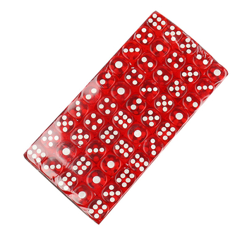 Akrylo kauliukai su apvalintais kampais, šešios pusės; dėžutėje 10000 vienetų; tinkami stalo žaidimams ir kortoms.