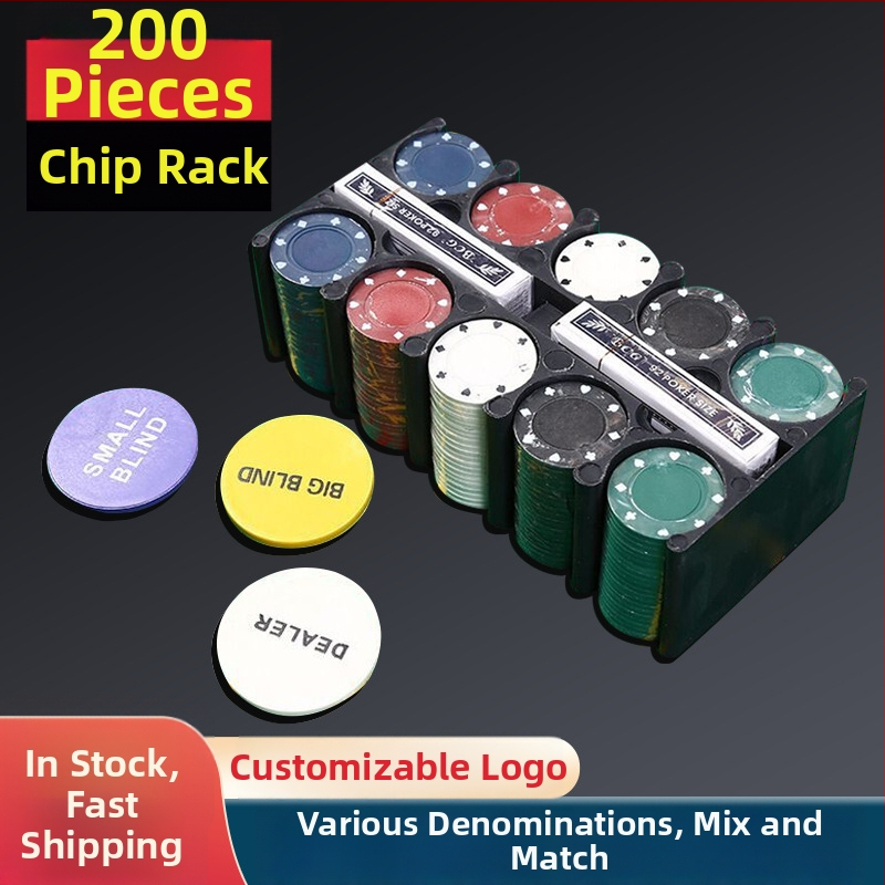 Žetonų komplektas žaidimams, 200 vnt, akrilas, pritaikoma gamyba, daugiakomorė forma, mobilus šablonas