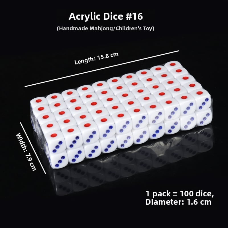 Akrilo kauliukai su apvalintais kampais šachmatų ir kortų žaidimams – atsparūs dėvėjimui ir neblėstantys