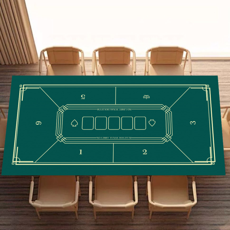 Подложка за маса за покер, маджонг, шах и карти — естествен каучук, противохлъзгаща, термопечат, възможност за печат на лого