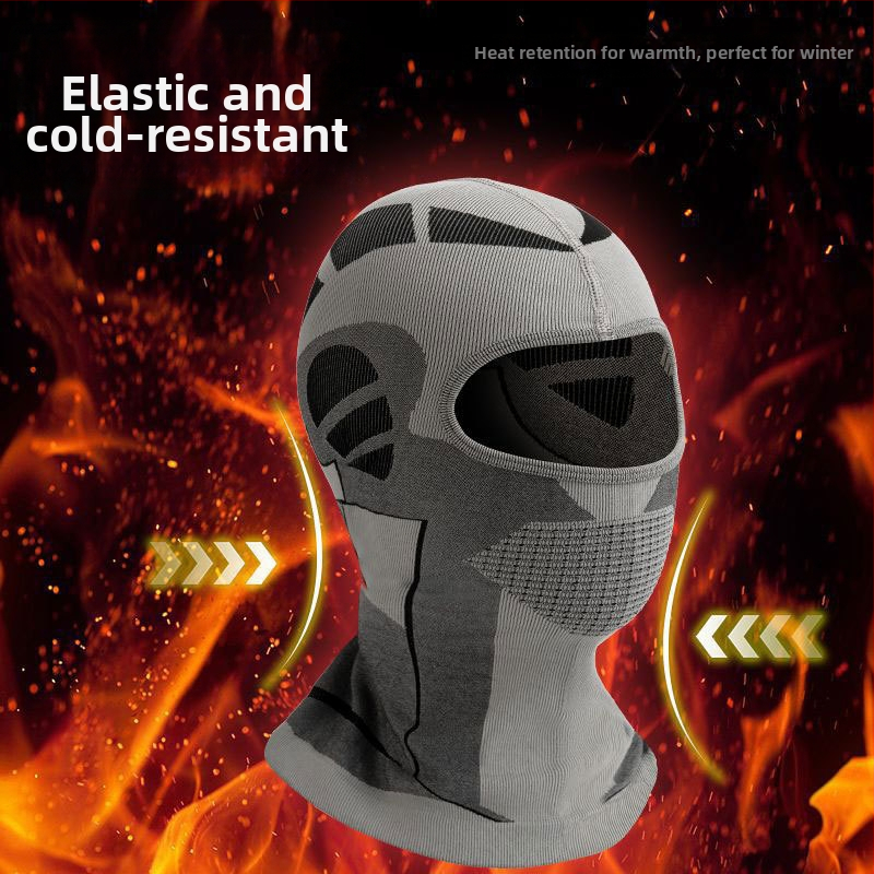 Žieminė dviračių kaukė su gobtuvu — vėjo atspari, šilta megzta veido apsauga, medžiaga nailonas, prekinis ženklas Jingxing, unisex