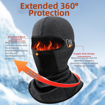 Dviračio kaukė su vėjo atsparumu ir pledės apykakle, poliesterio audinys, unisex