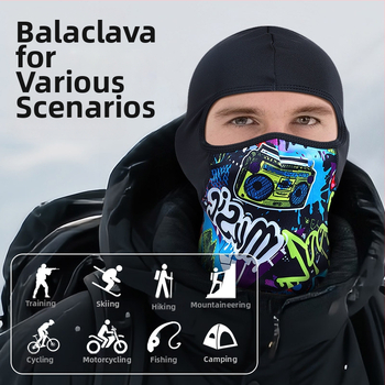 Dviračių kaukė su balaklava – vėjo ir šalčio atspari, poliesteris, universalus, sandėlyje, įgaliota privatų prekės ženklą
