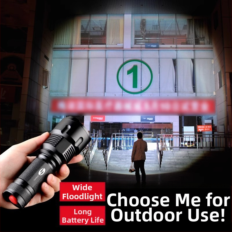 Prijenosna LED baterijska svjetiljka, aluminijsko tijelo, domet 200–500 m, velik kapacitet litijske baterije