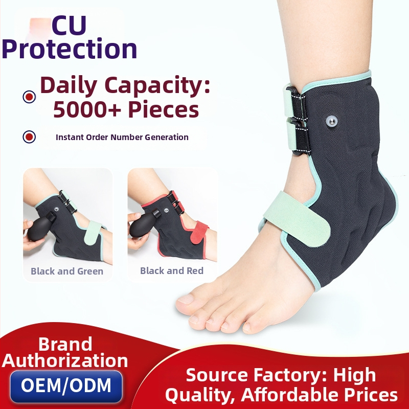 Kulkšnies sąnario įtvaras su pripučiamu oro pagalvėliu reabilitacijai – kvėpuojantis poliesterio pluoštas, reguliuojama parama