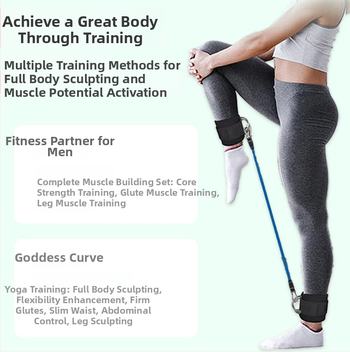 Kulkšnies įtvaras iš poliesterio pluošto su čiurnos dirželiu, universalus dydis, tinkamas jogai