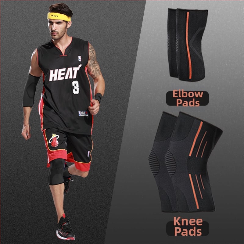 Спортен комплект предпазители: длан, китка, лакът, коляно и глезен | Материали: найлон, полиестер, спандекс | Подходящ за баскетбол и тренировки по футбол