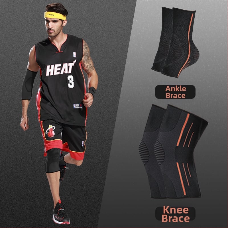 Спортен комплект предпазители: длан, китка, лакът, коляно и глезен | Материали: найлон, полиестер, спандекс | Подходящ за баскетбол и тренировки по футбол