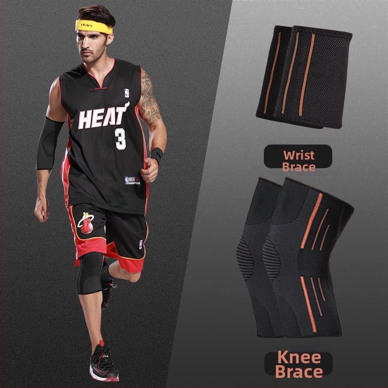 Спортен комплект предпазители: длан, китка, лакът, коляно и глезен | Материали: найлон, полиестер, спандекс | Подходящ за баскетбол и тренировки по футбол