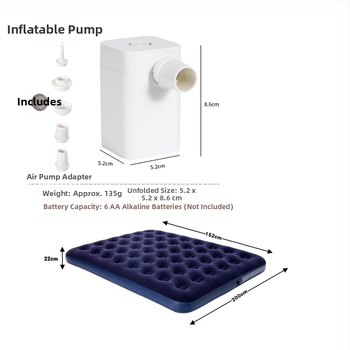 Puhutav madrats telkimiseks flokitud pinnaga, kaasaskantav, niiskuskindel (Kaal: 1.85–2.7 kg; Kandevõime: 250 kg; Materjal: PVC; Pind: flokitud)
