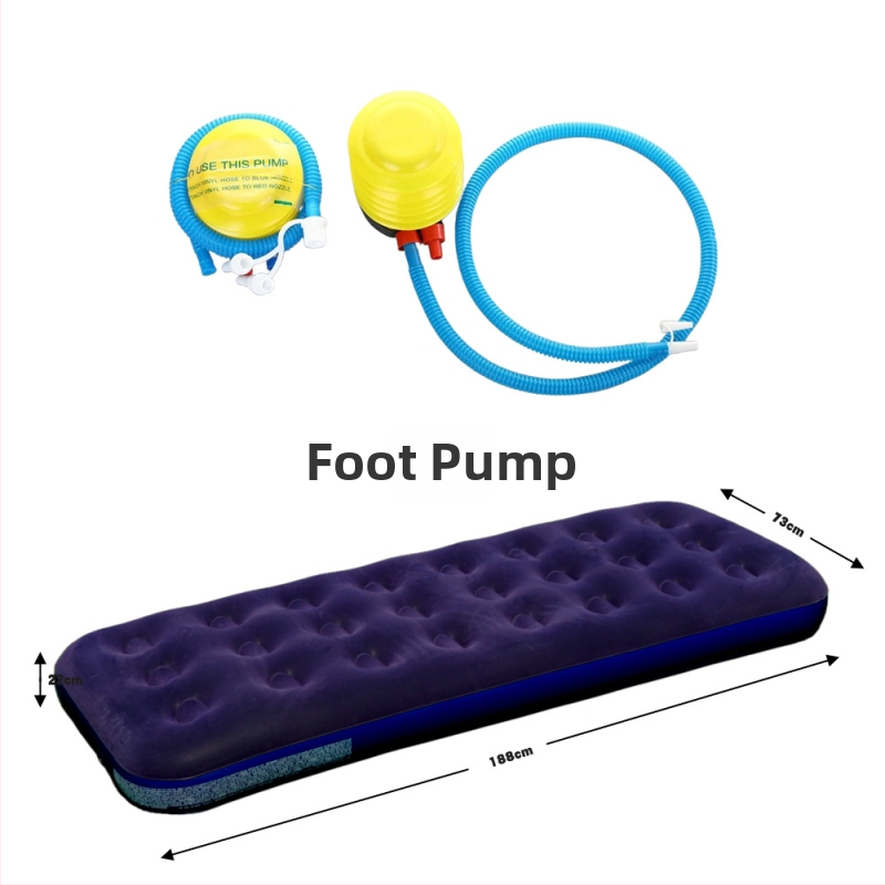Nafukovacie lôžko na kempovanie s flokovaným povrchom, prenosné a odolné voči vlhkosti (Hmotnosť: približne 1.85–2.7 kg; Nosnosť: 250 kg; Materiál: PVC; Povrch: flokovanie)