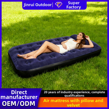 Telkimise täispuhutav voodi flokiga pinnaga, manuaalne täitmine, välis pump, maksimaalne koormus 200 kg, padi kaasas