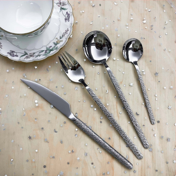 304 nerūdijančio plieno peiliai, šaukštai ir šakutės komplektas su akmens tekstūra, Europos stilius, tvirti rankenos, įtrauktas desertinis šaukštas