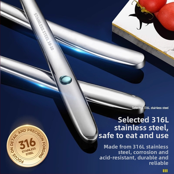316 nerūdijančio plieno trijų dalių stalo įrankių rinkinys: peilis, šakutė ir šaukštas, veidrodinis poliravimas, paprastas stilius