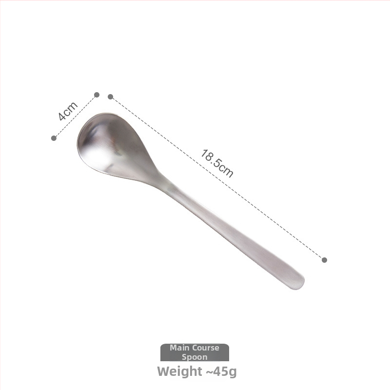 3 dalių stalo įrankių rinkinys: peilis, šakutė ir šaukštas iš 304 nerūdijančio plieno, matinė apdaila, modernus minimalistinis stilius