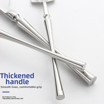 Šešių dalių stalo įrankių rinkinys iš 304 nerūdijančio plieno su veidrodiniu paviršiumi, šiaurietiškas minimalistinis stilius, logotipo atspausdinimas galimas