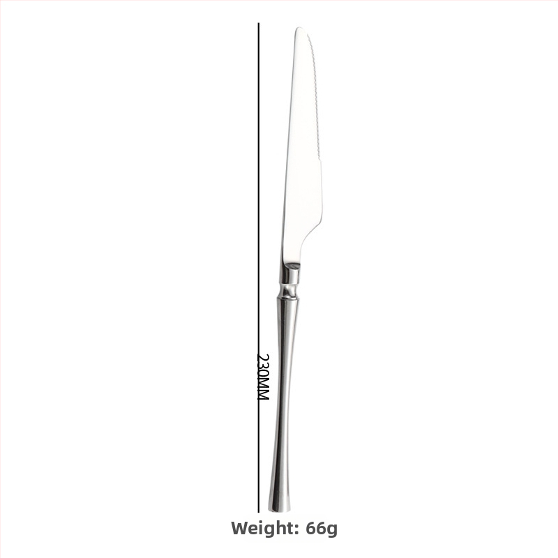 Šešių dalių stalo įrankių rinkinys iš 304 nerūdijančio plieno su veidrodiniu paviršiumi, šiaurietiškas minimalistinis stilius, logotipo atspausdinimas galimas