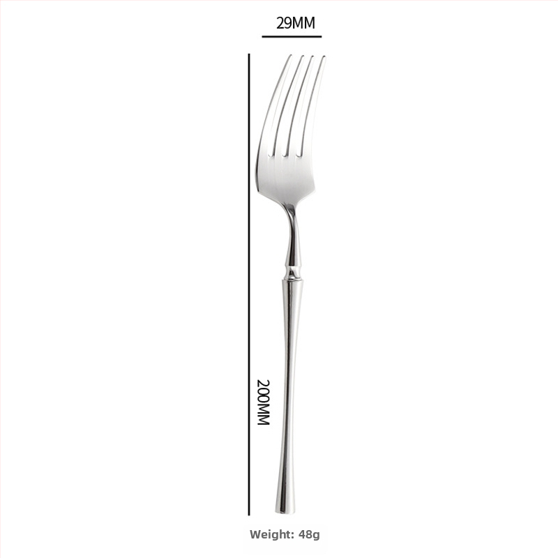 Šešių dalių stalo įrankių rinkinys iš 304 nerūdijančio plieno su veidrodiniu paviršiumi, šiaurietiškas minimalistinis stilius, logotipo atspausdinimas galimas