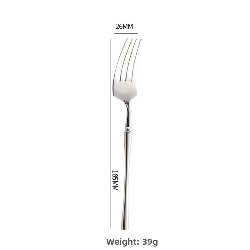 Šešių dalių stalo įrankių rinkinys iš 304 nerūdijančio plieno su veidrodiniu paviršiumi, šiaurietiškas minimalistinis stilius, logotipo atspausdinimas galimas