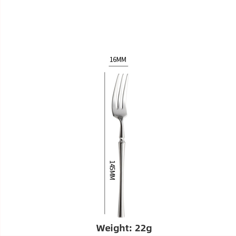 Šešių dalių stalo įrankių rinkinys iš 304 nerūdijančio plieno su veidrodiniu paviršiumi, šiaurietiškas minimalistinis stilius, logotipo atspausdinimas galimas