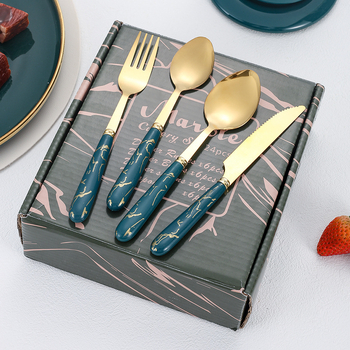 Peilių, šakutų ir šaukštų rinkinys, 24 vnt., 410 nerūdijančio plieno, marmoro raštas, veidrodinis poliravimas