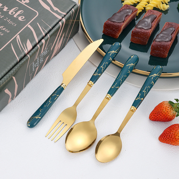 Peilių, šakutų ir šaukštų rinkinys, 24 vnt., 410 nerūdijančio plieno, marmoro raštas, veidrodinis poliravimas