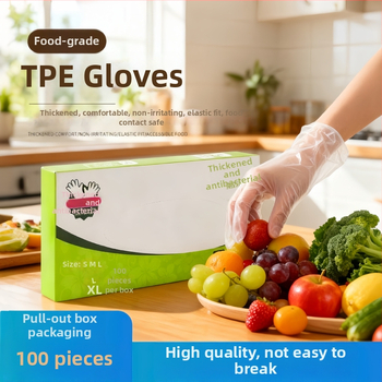 Vienkartinės PE pirštinės, skaidrios, neslidžios, standartinio storio