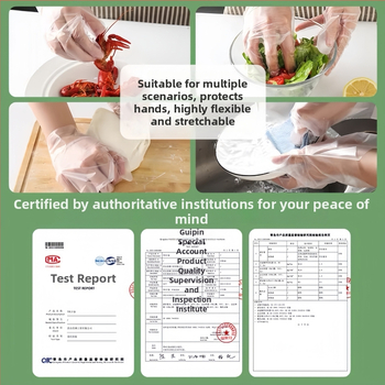 Vienkartinės PE pirštinės, skaidrios, neslidžios, standartinio storio