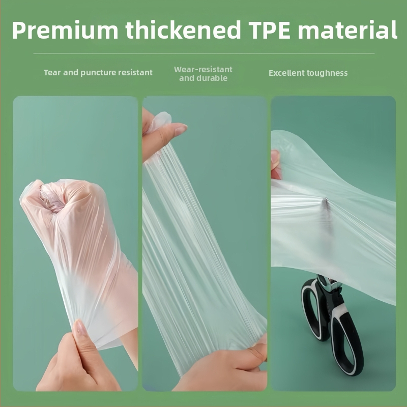 Vienreizējās PE cimdi, caurspīdīgi, pretslīdējošas, standarta biezums