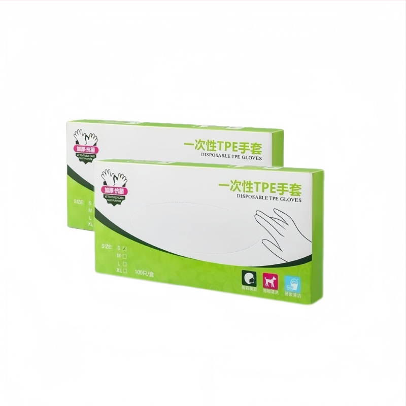 Vienreizējās PE cimdi, caurspīdīgi, pretslīdējošas, standarta biezums