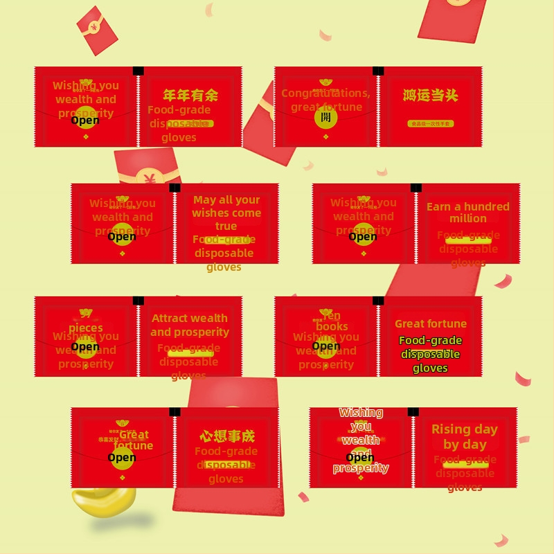 Vienkartinės pirštinės su logotipo spauda, individualiai supakuotos, storos, skirtos maitinimui ir omarų pristatymui, plastikas PE, skaidrios, maisto kokybei