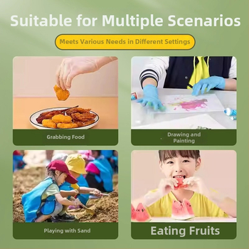 Vaikų vienkartinės pirštinės, maisto kokybės TPE, dėžutėje, priešslydis, storis 0,05–0,1 mm