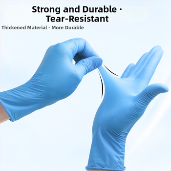 Maisto kokybės vienkartinės nitrilo pirštinės, riebalams atsparios ir neslystančios, 0,1–0,2 mm