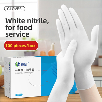 Maisto kokybės vienkartinės nitrilo pirštinės, riebalams atsparios ir neslystančios, 0,1–0,2 mm