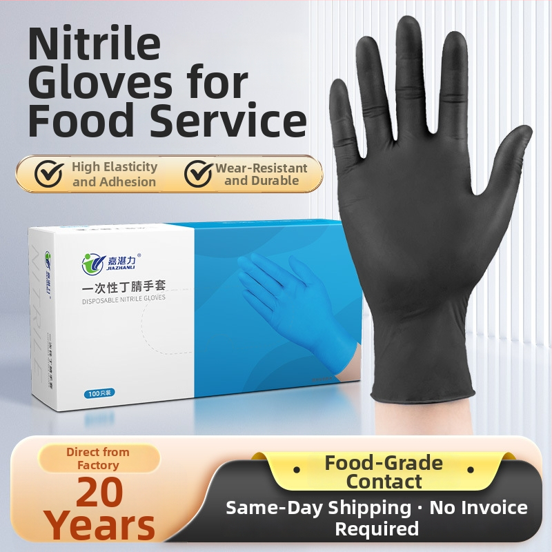 Maisto kokybės vienkartinės nitrilo pirštinės, riebalams atsparios ir neslystančios, 0,1–0,2 mm