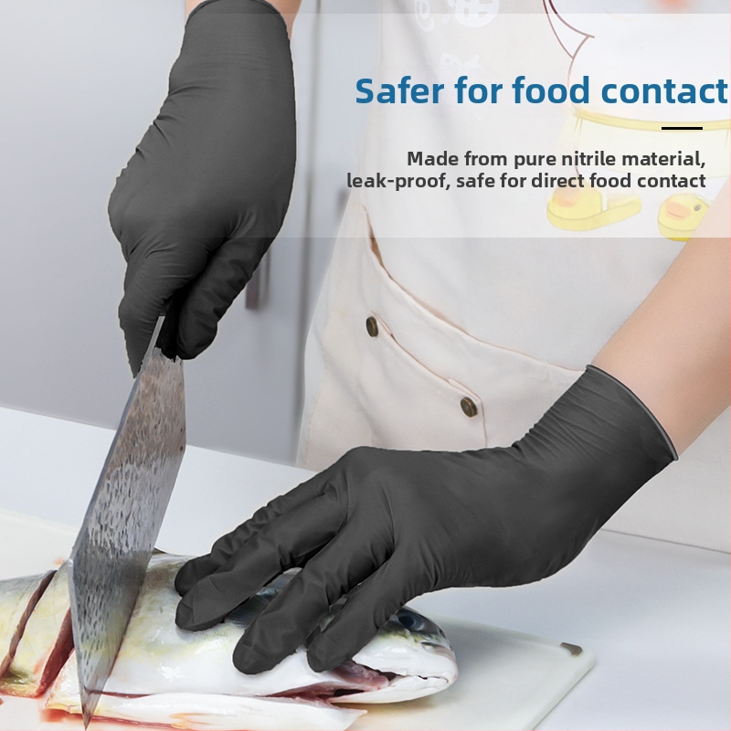 Pārtikas kvalitātes vienreizējās nitrila cimdi, eļļas izturīgi un pretslīdējoši, 0,1–0,2 mm