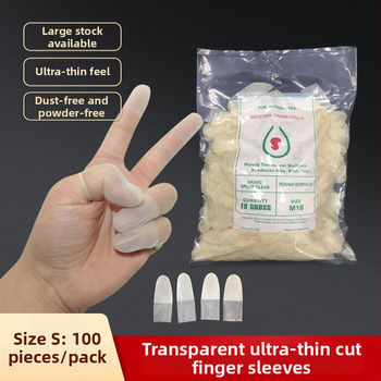 Vienkartinės pirštų galių pirštinės, iš plastiko, atsparios vandeniui, storis 0.05-0.1 mm, paprastas raštas