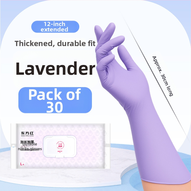 Dongfanghong Vienreizējās nitrila mājsaimniecības cimdi – trauku mazgāšanai, parastais biezums, izturīgi tīrīšanai (Brand: Dongfanghong; Material: Nitrile; Use: Dishwashing/Household; Thickness: Regular)